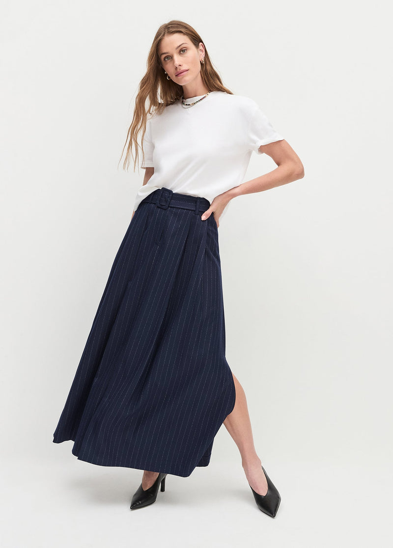 navy pinstripe