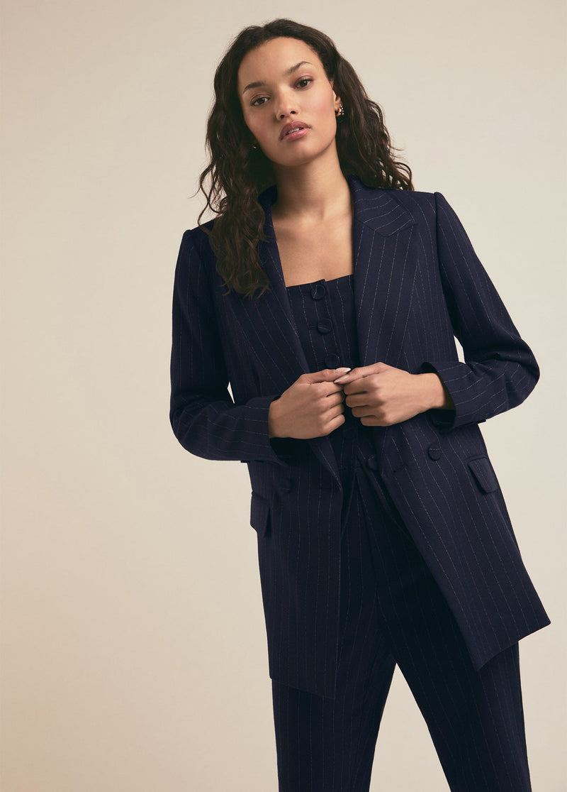 navy pinstripe