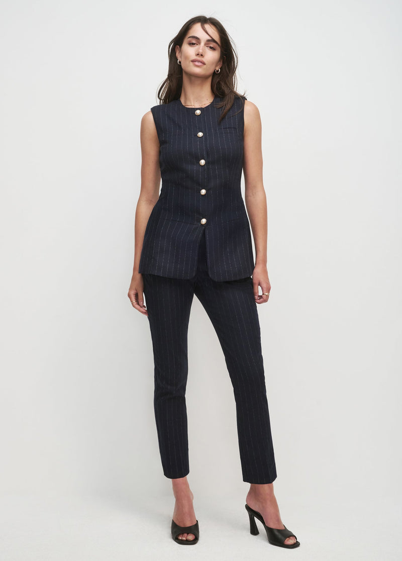 navy pinstripe