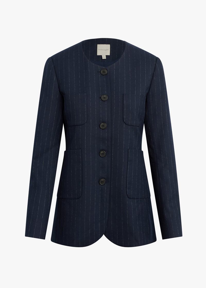 navy pinstripe