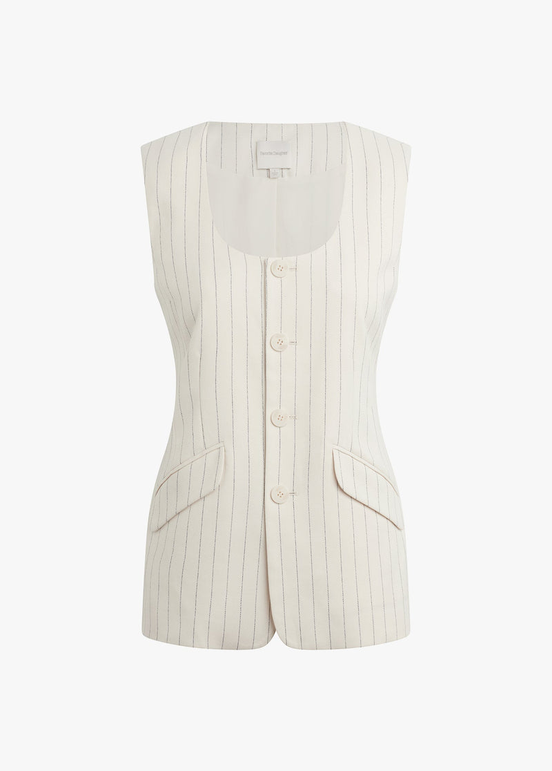 ivory navy pinstripe