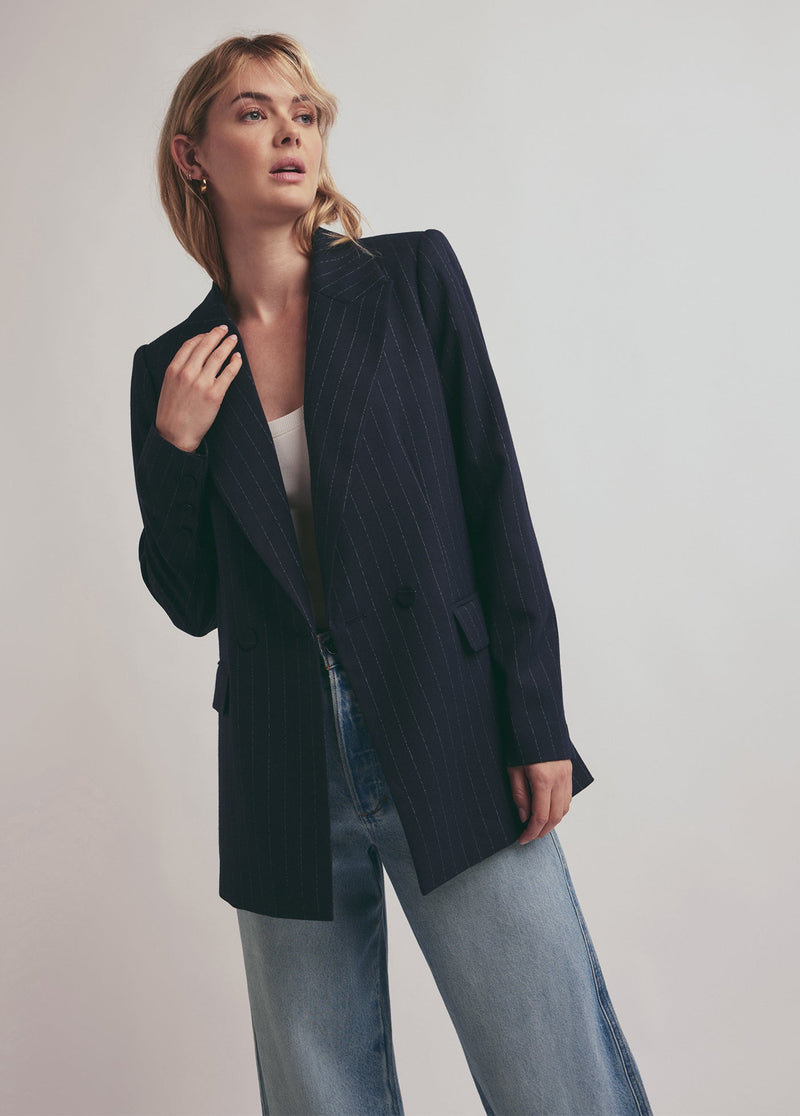 navy pinstripe