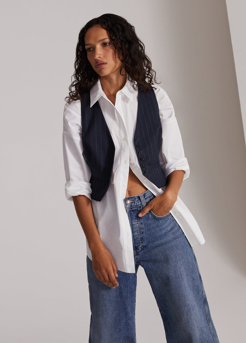 navy pinstripe