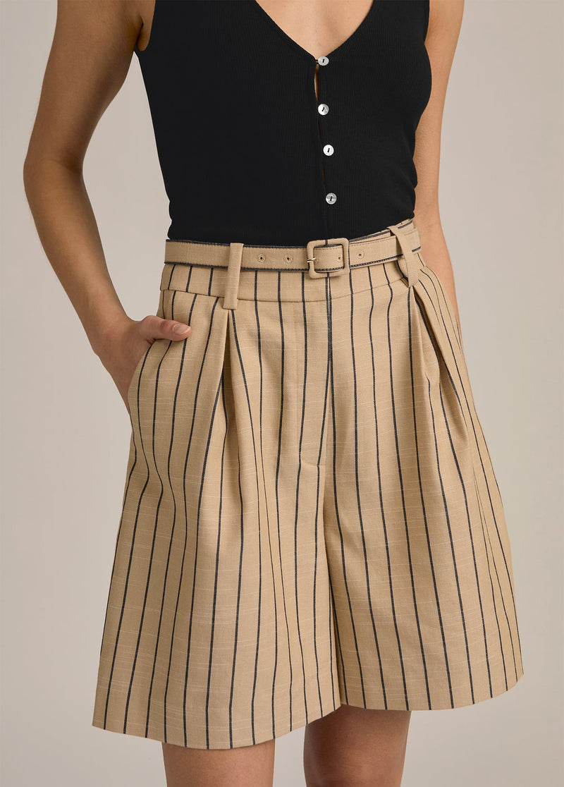 beige navy stripe