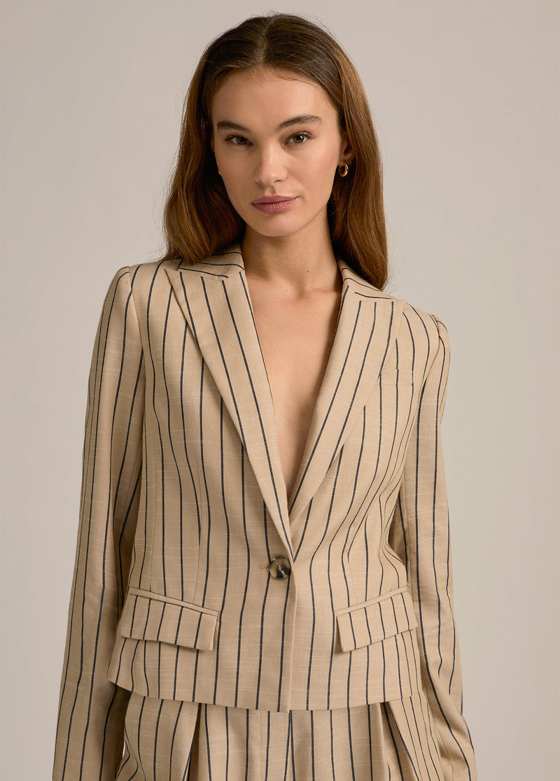 beige navy stripe